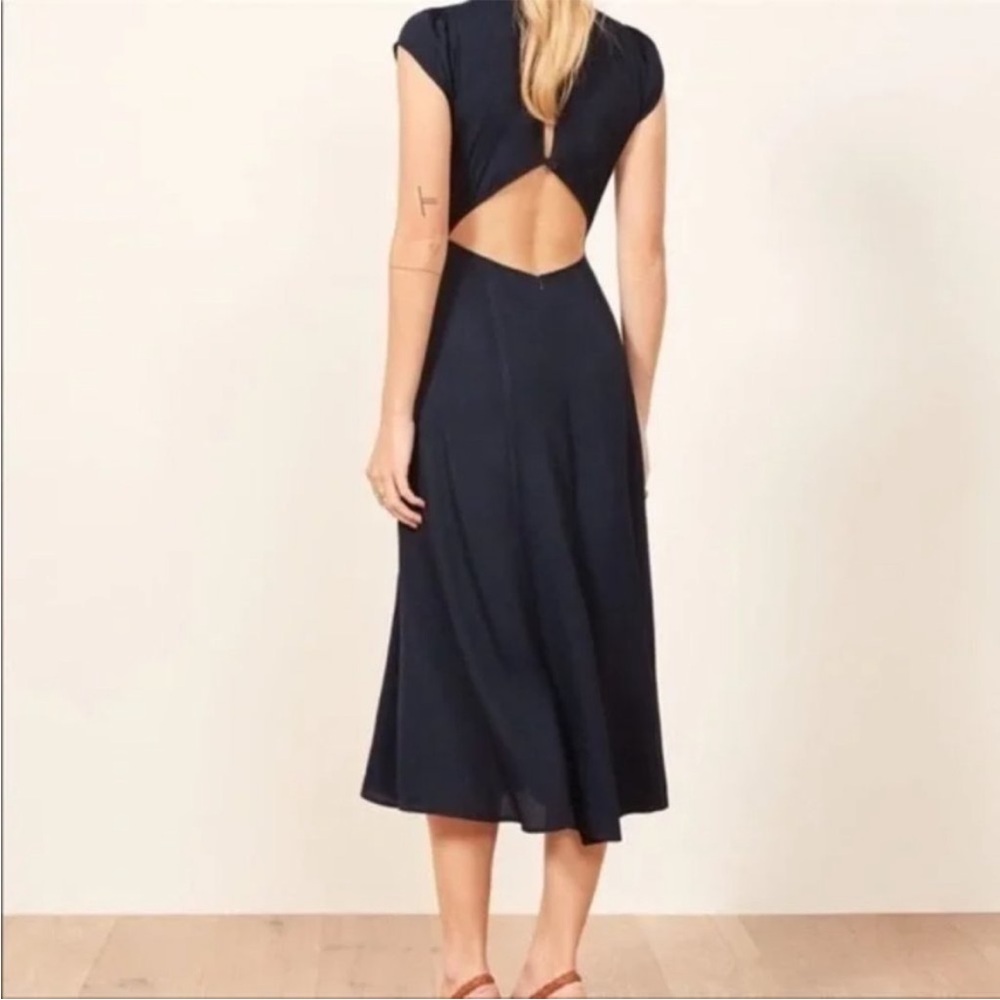 Reformation Navy Gavin Dress Size 8 - Picture 2 of 13